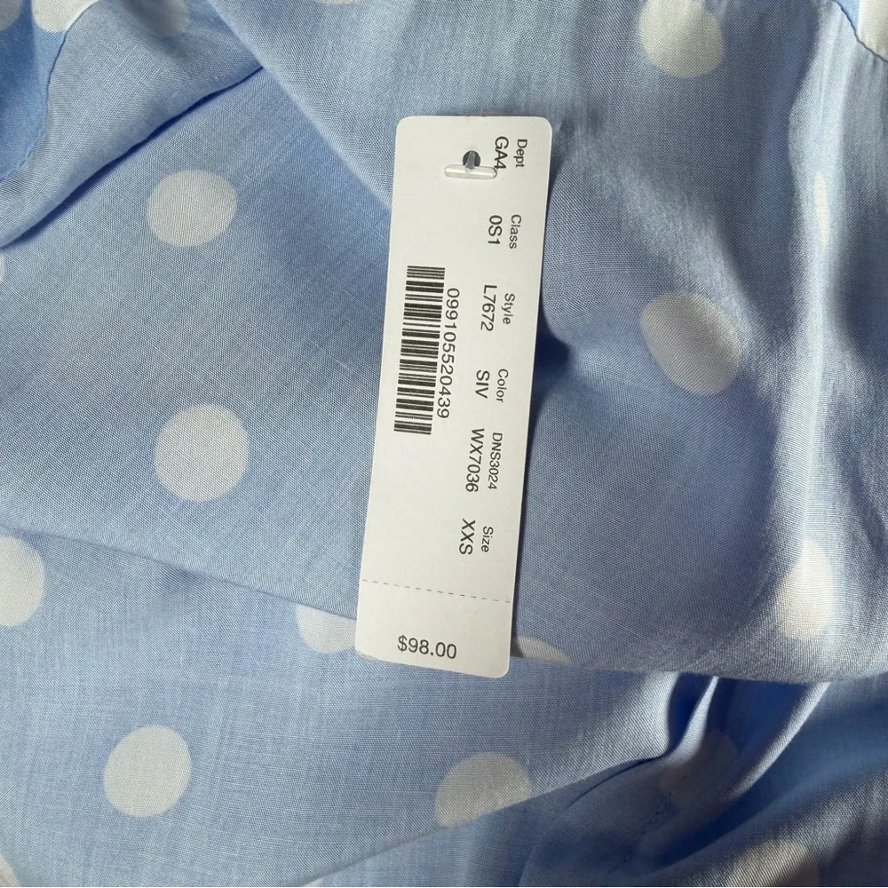 Blue‎ Polka Dot Wrap Midi Dress Open Back XXS Fits XS